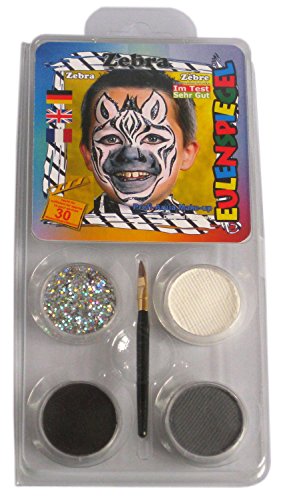 Eulenspiegel 204351 - Schmink-Set Zebra, für ca. 40 Masken, Schminkfarben, Karneval, Mottoparty von Eulenspiegel