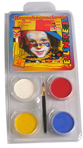 Eulenspiegel 204573 - Schmink-Set Regenbogenclown, für ca. 40 Masken, Schminkfarben, Karneval, Mottoparty von Eulenspiegel