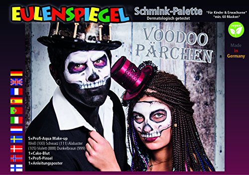Eulenspiegel 206379 - Schmink-Palette Voodoo Pärchen, für ca. 60 Masken, vegan, Schminkfarben von Eulenspiegel