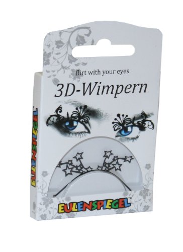 Eulenspiegel 3244 - 3D Wimpern, schwarze Sterne, 1 ml Spezial-Wimpernkleber, Anleitung, für Karneval, Mottoparty von Eulenspiegel