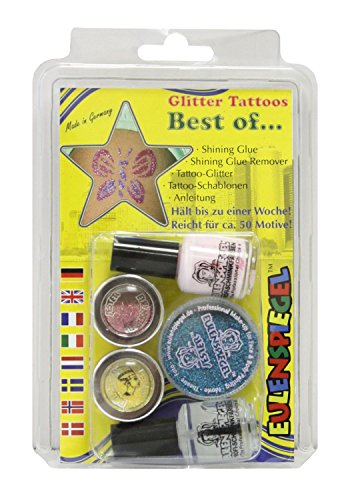 Eulenspiegel 730515 - Glitzer Tattoo Set Best of, Glitter-Set, Karneval, Mottoparty, Halloween von Eulenspiegel