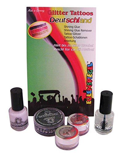 Eulenspiegel 730591 - Glitzer Tattoo Set Deutschland, Glitter-Set, Karneval, Halloween, Mottoparty, Fan, Public Viewing von Eulenspiegel