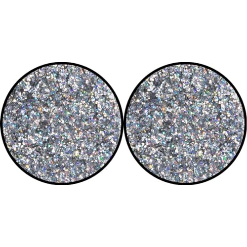 Eulenspiegel 906989 - Glitter Silber-Juwel (mittel), holographisch, 6g, Karneval, Halloween, Mottoparty (2er Pack) von Eulenspiegel