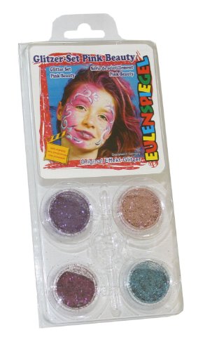 Eulenspiegel 908051 - Glitter Motiv-Set Pink Beauty, 4 x 2 g, Glitzer, Karneval, Halloween, Mottoparty von Eulenspiegel