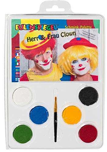 Eulenspiegel 206331 - Schmink-Palette Herr und Frau Clown, 6 x 3,5 ml Farbe, 1 Pinsel, 1 Anleitung, Schminkfarben von Eulenspiegel