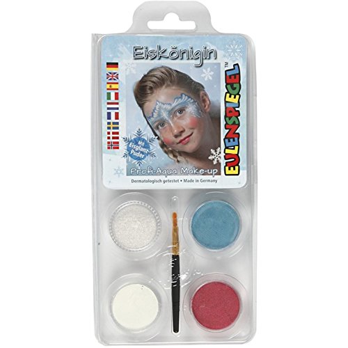 Eulenspiegel 204825 - Motiv-Set Eiskönigin, 3 Farben, 1 Puder, 1 Pinsel, 1 Anleitung, für ca. 40 Masken, Karneval, Motto-Party von Eulenspiegel