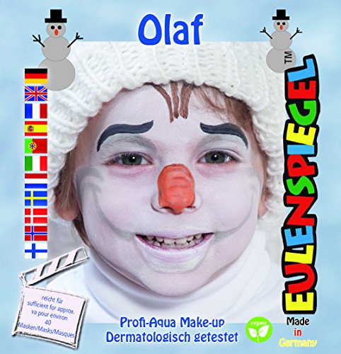 Eulenspiegel 203347 - Motiv-Set Olaf, 4 Farben, 1 Pinsel, 1 Anleitung, für ca. 40 Masken, Karneval, Motto-Party von Eulenspiegel