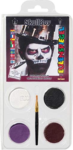 Eulenspiegel 203361 - Motiv-Set Skull-Boy, 4 Farben, 1 Pinsel, 1 Anleitung, für ca. 40 Masken, Karneval, Motto-Party von Eulenspiegel