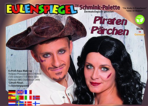 Eulenspiegel 206362 - Piratenpärchen, für ca. 60 Masken, Schminkfarben, Karneval, Mottoparty von Eulenspiegel