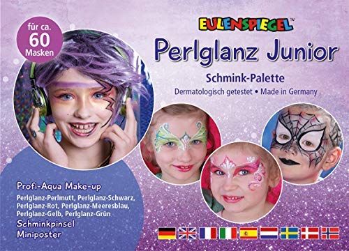 Eulenspiegel - Schminkpalette Perlglanz Junior für ca. 60 Masken und Make-Up Schwämme von Eulenspiegel