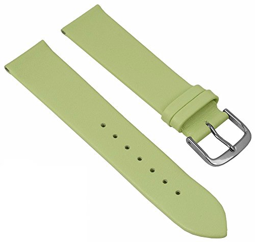 EULIT Uhrenarmband Nappaleder | Weiches Ersatzband in 20mm in Pastelllfarben, Farbe:hellgrün, Schließe:Silbern von Eulit