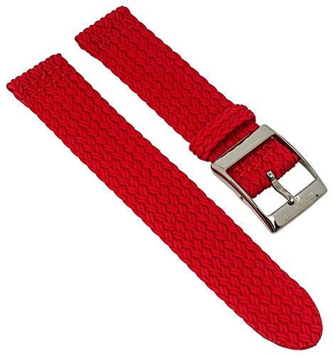 Eulit Perlonband Zweiteliges Band, geflochten - Uhrenarmband 20mm 28932S, Farbe:rot von Eulit