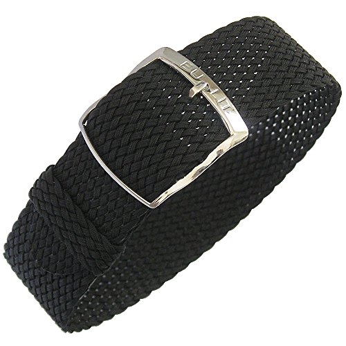 Eulit Panama Uhrenarmband Perlon, 20 mm, Schwarz von Eulit