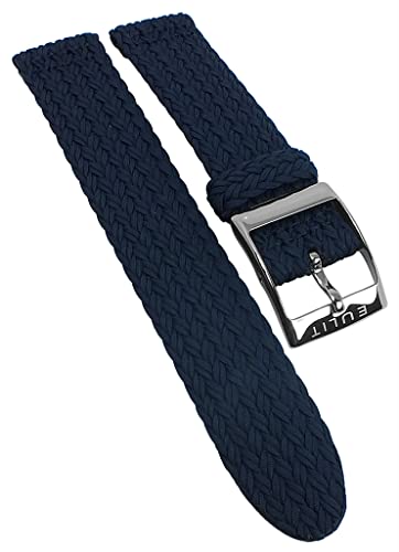 Eulit Perlonband Zweiteliges Band, geflochten - Uhrenarmband 20mm 28932S, Farbe:dunkelblau von Eulit