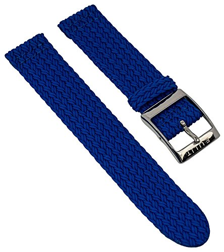 Eulit Perlonband Zweiteliges Band geflochten 22mm 42250S, Farbe:blau von Eulit