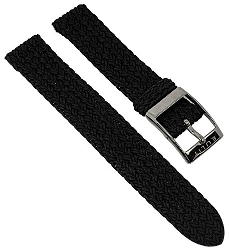 Eulit Uhrenarmband Perlonband | Zweiteiliges Ersatzband, schwarz 28931S, Stegbreite:18mm von Eulit