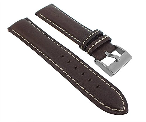 Eulit Uhrenarmband Rindsleder Band Imola XL Dunkelbraun mit Kontrastnaht 27470XL-S, Stegbreite:18mm von Eulit