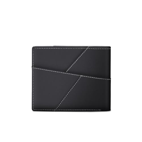 Euljcysiyu Herren Geldbörse Leder Kurze Geldbörse First Layer Rindsleder Kartenhülle Schwarz Vatertagsgeschenk von Euljcysiyu