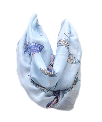Euly Loop Schal Halstuch Tuch Schlauchschal Rundschal Damen Schmetterling (Hellblau) von Euly