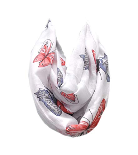 Euly Loop Schal Halstuch Tuch Schlauchschal Rundschal Damen Schmetterling (Weiß) von Euly