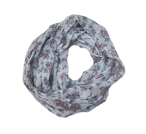 Euly Seide Cotton Loop Schal Loopschal Rundschal Schlauchschal Tuch Tücher Damenschal Traumfänger (Blumen Hellblau) von Euly