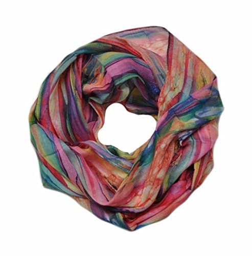 Euly Seide Loop Schal Halstuch Schals Rundschal Schlauchschal Tücher Damenschal (009 Bunt) von Euly