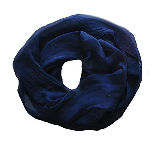 Euly Seide LoopSchal Schlauchschal Rundschal Halstuch Tuch Schal Uni für Frühling Sommer Ganzjährig (Dunkelblau) von Euly