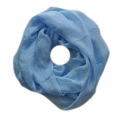 Euly Seide LoopSchal Schlauchschal Rundschal Halstuch Tuch Schal Uni für Frühling Sommer Ganzjährig (Hellblau) von Euly