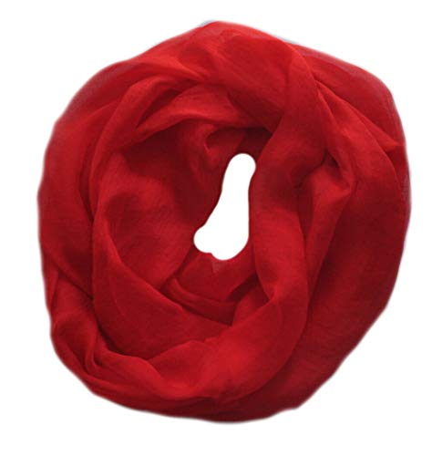 Euly Seide LoopSchal Schlauchschal Rundschal Halstuch Tuch Schal Uni für Frühling Sommer Ganzjährig (Rot) von Euly