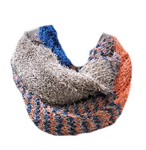 Euly Strickschal Loop Schal Rundschal Schlauchschal Halstuch Winter Schal Damen (010 Orange-blau-hellbraun) von Euly