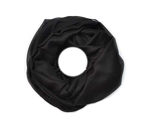 Euly Uni Loop Schal Loopschal Rundschal Schlauchschal Tuch Halstuch Seide (Schwarz) von Euly