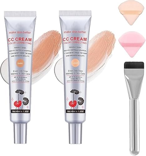 Caiucoco Cc Cream,Korean Color Changing Cc Cream,Korean Color Changing Foundation,2 In1 Skincare & Makeup, Multi-Purpose Skin Tone Adjusting Cc Cream Concealer Full Coverage (Dark+Light) von Eunmsi