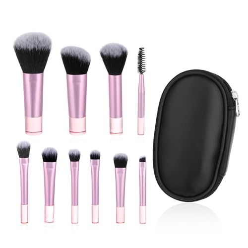 10-teiliges Reise-Make-up-Pinsel-Set, Mini-Make-up-Pinsel mit kleiner Lidschatten-Pinsel, Konturpinsel-Set, professionelle Kosmetikpinsel, volle Funktion, Kosmetikpinsel-Set mit Pinseltasche (schwarz) von EupHHonycs