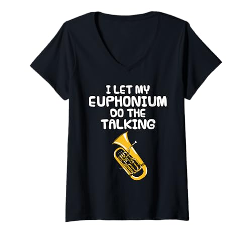 Damen Ich lasse mein Euphonium sprechen, Blechbläser introvertiert T-Shirt mit V-Ausschnitt Damen Ich lasse mein Euphonium sprechen, Blechbläser introvertiert T-Shirt mit V-Ausschnitt von Euphonium Player Musician Introvert By DoodleRob