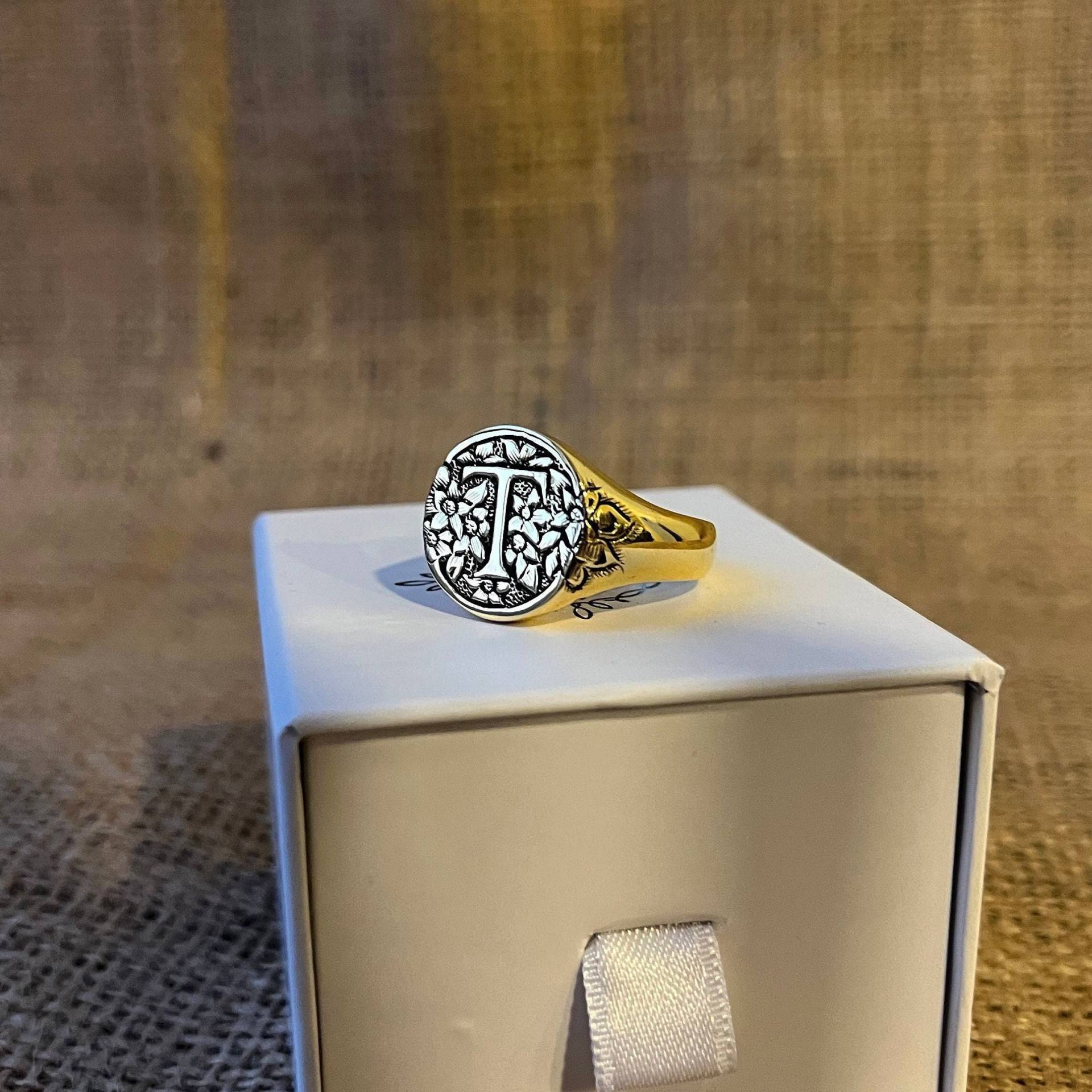 Gold Siegelring-Personalisierte Verlobungsring-Gravierte Männer Ring-Siegelring-Monogramm Ring-Personalisierter Schmuck-Siegelring-Monogramm Schmuck von EuphonyJewelry