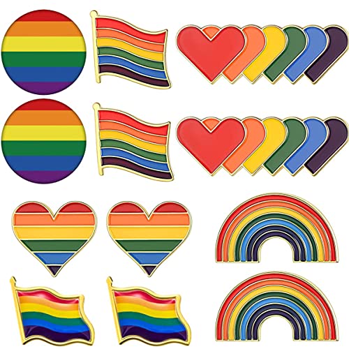 12 Stück Regenbogen Anstecknadel LGBT Pride Pins Anstecker Broschen Flagge Herz Homosexuell Lesben Pins Abzeichen für Pullover Schals Hut Kragen Taschen Anzüge Rucksack Damen Frauen Männer von EurHouse