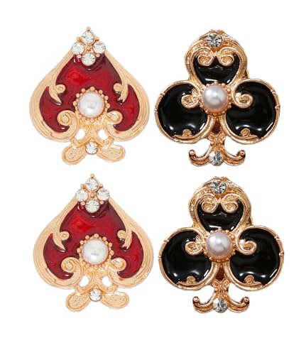 4 Stück Spielkarte Emaille Anstecknadel Revers Pins Herz Club Poker Brosche Pin Abzeichen Kragen Rucksack Schal Hut Dekor von EurHouse