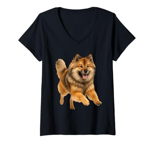 Damen Eurasier T-Shirt mit V-Ausschnitt Damen Eurasier T-Shirt mit V-Ausschnitt von Eurasier Dog