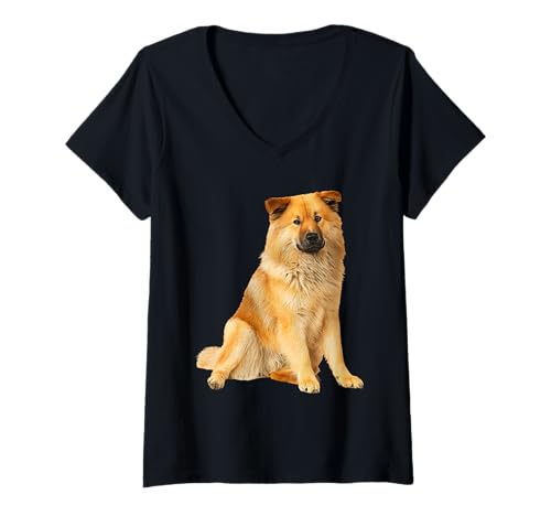 Damen Eurasier T-Shirt mit V-Ausschnitt Damen Eurasier T-Shirt mit V-Ausschnitt von Eurasier Dog