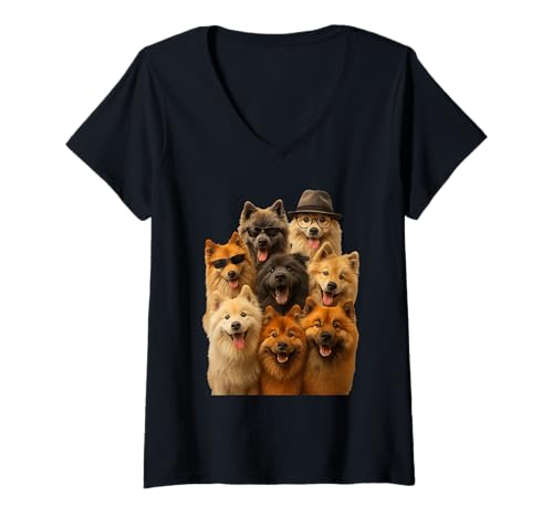 Damen Verrückter Eurasier T-Shirt mit V-Ausschnitt Damen Verrückter Eurasier T-Shirt mit V-Ausschnitt von Eurasier Dog