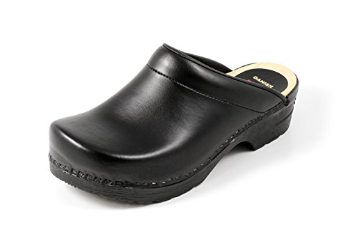 Euro-Dan PU Clogs schwarz mit Holz-Innensohle, offen, O+E+SRC von Euro-Dan