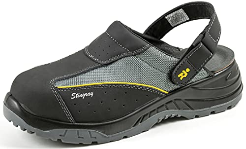 EuroRoutier Stingray Black Leather Clog, Sicherheitsclogs CE-Zertifizierung: EN ISO 20345: 2011 SB A-E-FO-SRC. (Numeric_40) von EuroRoutier