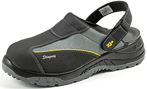 EuroRoutier Stingray Black Leather Clog, Sicherheitsclogs EN ISO 20345: 2011 SB A-E-FO-SRC. (Numeric_41) von EuroRoutier