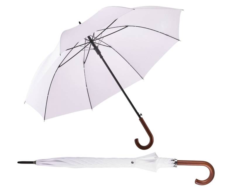 EuroSCHIRM® Partnerschirm Automatik W130, weiß, Regenschirm für Zwei, mit Automatik, Griff aus Holz, extra großes Dach von EuroSCHIRM®