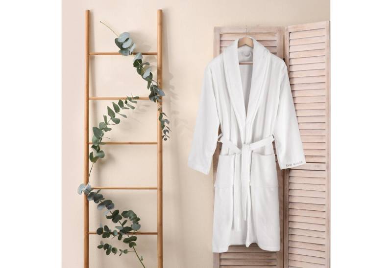 Eurofirany Morgenmantel Bademantel Weiß Schwarz Morgenmantel Schlafrock Baumwolle von Eurofirany