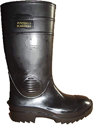 Eurofort Sicherheitsgummistiefel S5 mit Stahlkappe und Durchtrittschutz in gelb, grün, weiß oder schwarz - Größen 37 bis 48 (37, schwarz) von Eurofort