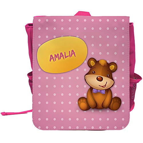 Eurofoto Kinder-Rucksack mit Namen Amalia und schönem Bären-Motiv für Mädchen von Eurofoto