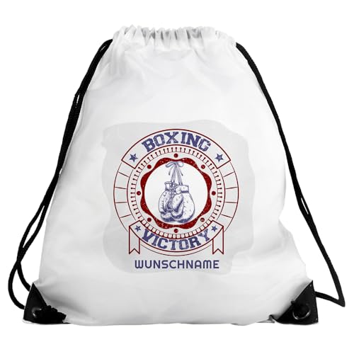 Eurofoto Turnbeutel mit Namen und Motiv mit Boxen | Sport-Beutel mit Hobby personalisiert | Gymbag mit Wunschnamen von Eurofoto