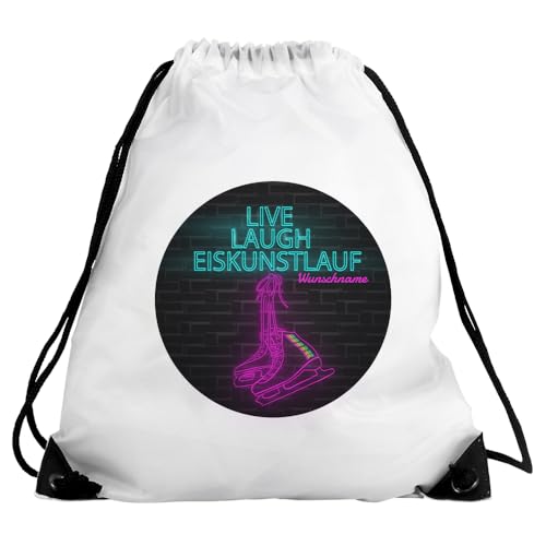 Eurofoto Turnbeutel mit Namen und Motiv mit Eiskunstlauf | Sport-Beutel mit Hobby personalisiert | Gymbag mit Wunschnamen von Eurofoto
