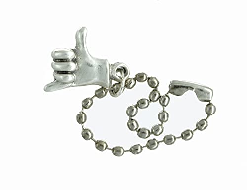 Eurofusioni Emoji hand Schlüsselring Shaka Geste versilbert Metall. Rucksack Anhänger inspiriert Emoticons WhatsApp Hände. Surfer Grüße Hang Loose, Stay cool. Ursprüngliche Geschenkidee von Eurofusioni